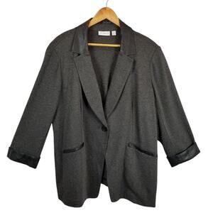 Susan Graver Women's Charcoal Gray Ponte Knit Blazer Size 12